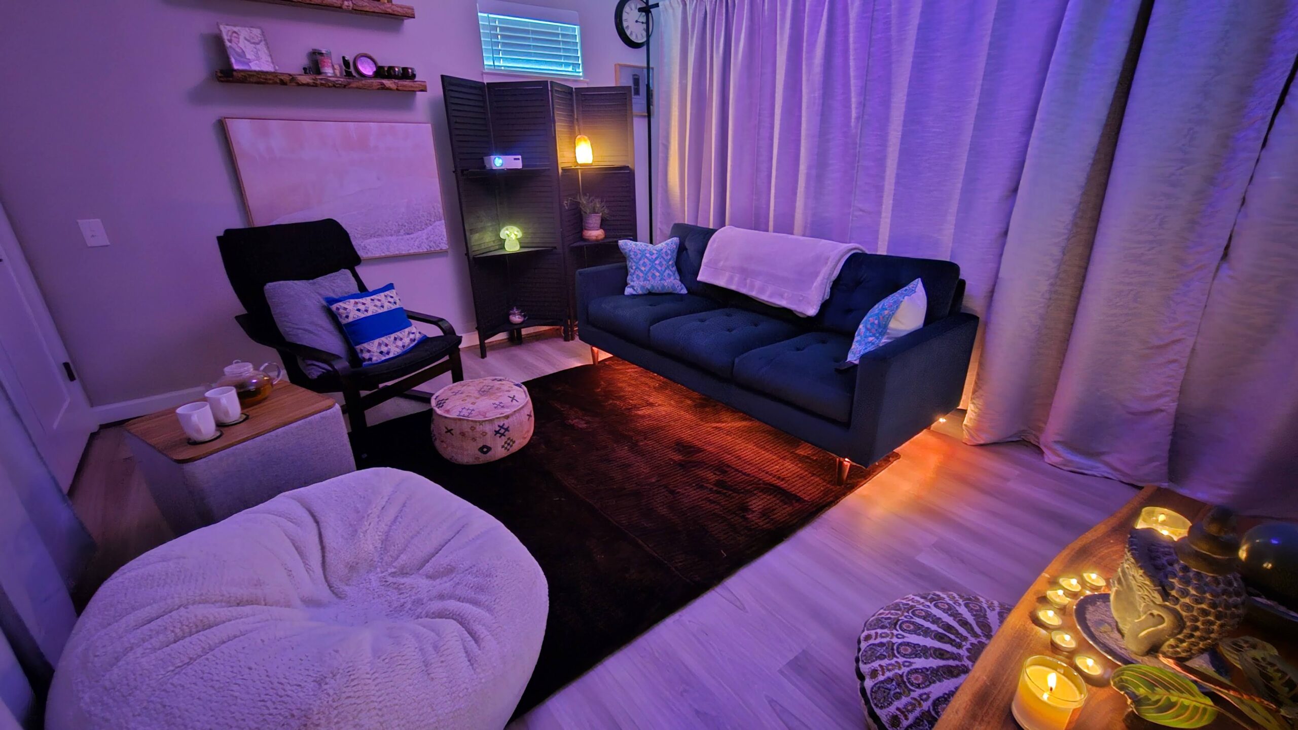 Full view of meditation studio space