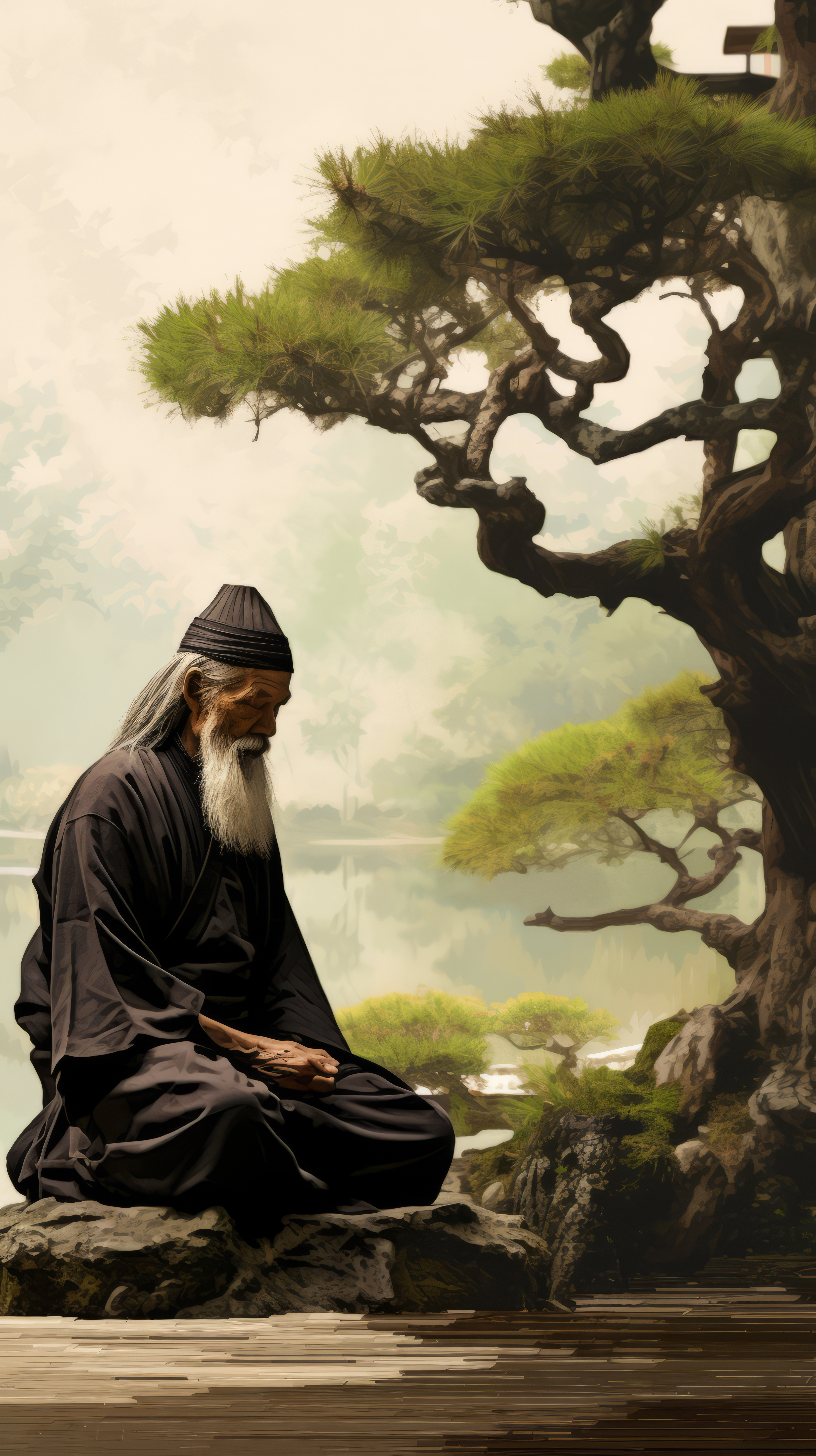 Man in ancient China meditating.