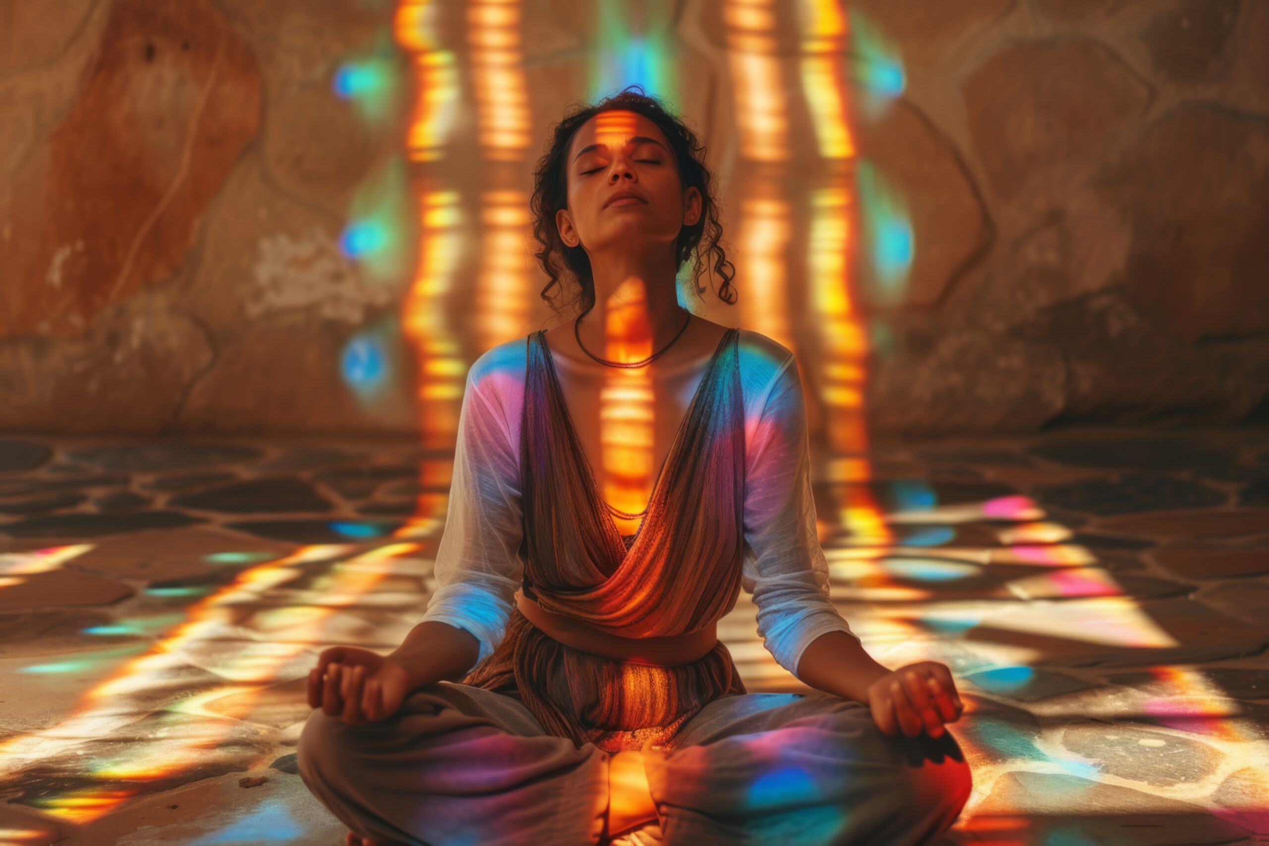 Meditating with energy lights